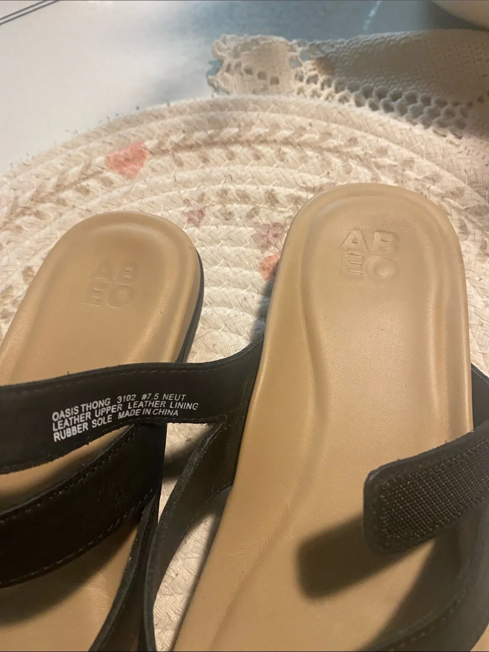 Abeo Women’s Black Slide Sandals with Tan Footbed